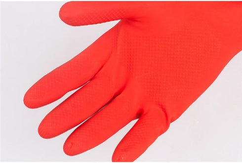 Kitchen Rubber Cleaning Gloves with Warm Lining - Household Thickening PU Waterproof Dishwashing Latex Glove, Large 2