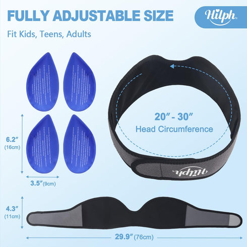 Hilph Face Ice Pack Head Wrap for Wisdom Teeth, Jaw & Chin, Dental Surgery with 4 Hot Cold Packs (Gray)