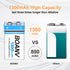 2PCS 1300mAh 9V Rechargeable Batteries, 9V Rechargeable USB Lithium Long Lasting Battery, with 2 in 1 Charging Cable, for Smoke Detectors, Alarms, Keypad, Microphone
