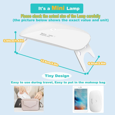 Kepma UV LED Nail Dryer Mini Lamp, Portable Curing Light for Gel Nail Polish, 6w (White)