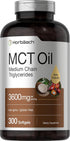 Horbaeach Keto MCT Oil Capsules 3600mg | 300 Softgels | Coconut Oil Pills, Non-GMO and Gluten Free