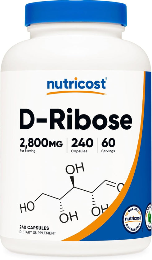Nutricost D-Ribose 700mg (2800mg Per Serving), 240 Capsules, Vegetarian Friendly, Non-GMO, Gluten Free