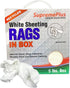 Recycled White Sheeting Rags - 100% Cotton Blend Lint Free Wiping Cloth, Bulk Cleaning Rag (5 lbs. Compressed Box)