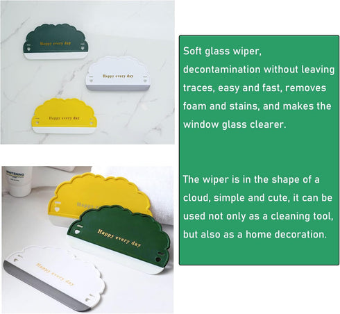NentMent 3 Pack Countertop Shower Squeegee Bathroom Glass Door Cleaning Scraper with Soft Rubber Water Blade Wiper