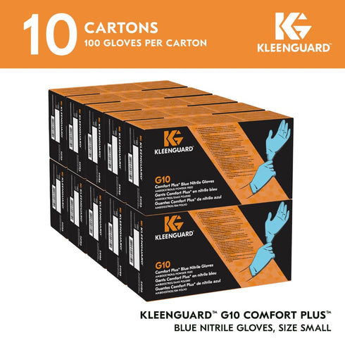 KLEENGUARD G10 (54186), 4 (100 Comfort Plus Blue Nitrile Gloves Mil, Ambidextrous, Touchscreen Compatible, S