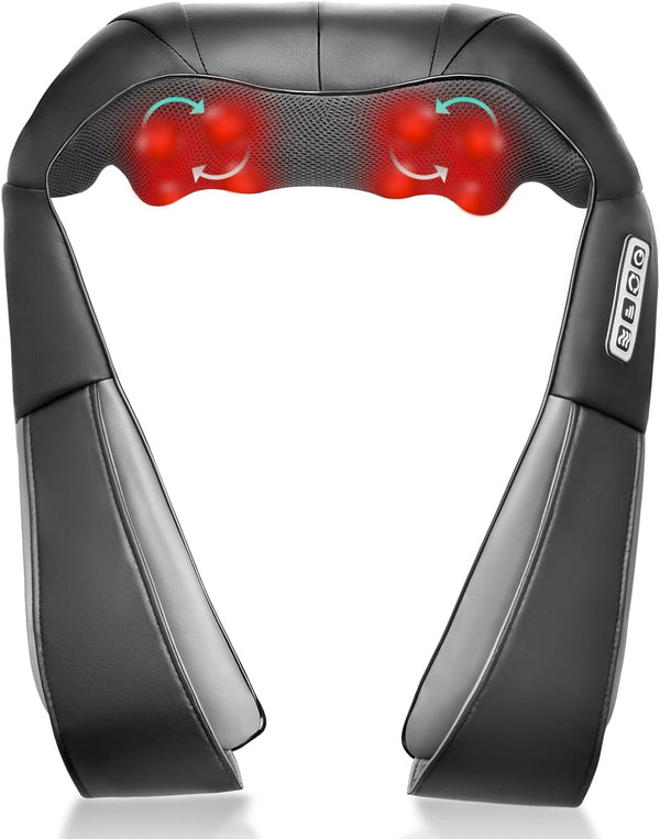 Shiatsu Back and Neck Massager with Heat, Deep Tissue Kneading Back Massager