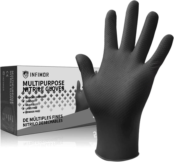 8mil Nitrile Gloves, Disposable Latex Free, X-Large Size, Pack of 50, Powder Free Heavy Duty