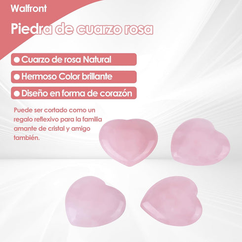 4pcs Healing Crystal Rose Quartz Carved Heart Shaped Shiny Stone, Reiki Balancing Semi-Precious Decor