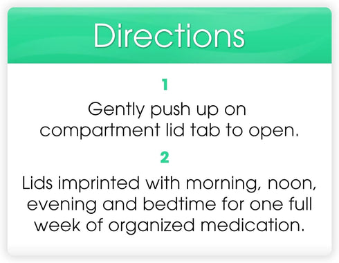 VBUOPES 4-A-Day 8.5" 28 Counter Weekly Pill Planner - Color-Coded Compartments, Easy-Open Lids |