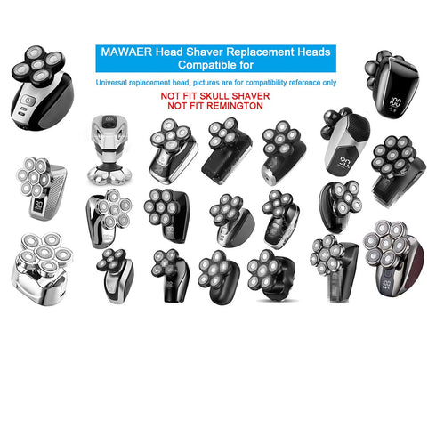 Universal Replacement Heads for Freedom Series Head Shaver, 7 Blades Magnetic Interface, Wet and Dry
