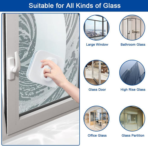 zxbaers 3-10MM, Magnet Window Cleaner Tool, Magnetic Glass Cleaner with Anti-Falling Rope for Glass Thickness Window