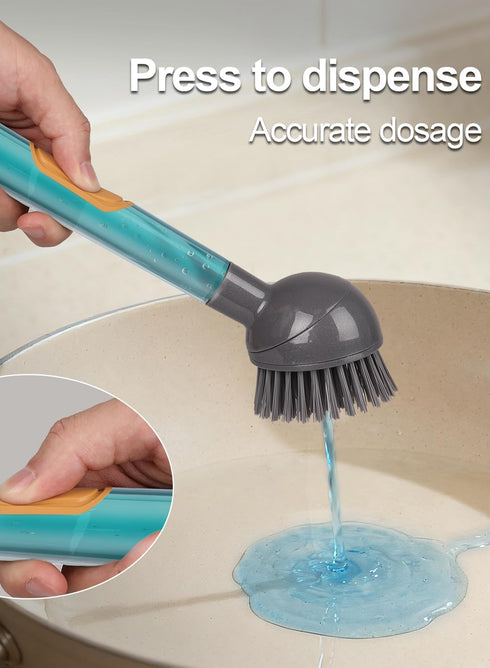 Set 360 2 3 Set Soap Dispensing Dish Brush Storage with Rotating Head, Kitchen Brush with PCS Different Brush Heads
