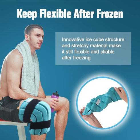Ice Pack for Knee After Surgery - 2 Hours Long Lasting Cold Therapy Flexible Wrap for Knee Injuries, Pain Relief, Green