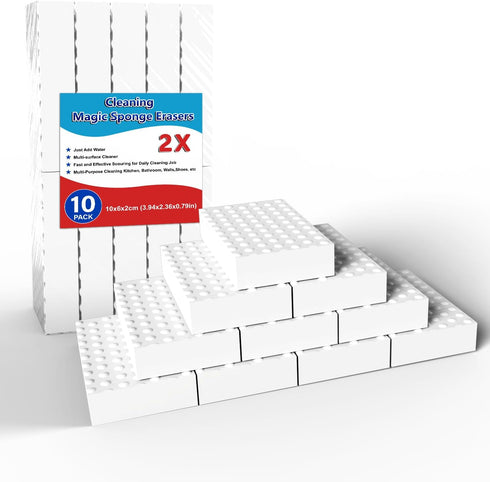 SmilinFit Magic Cleaning Erasers, Kitchen Sponge 10 Pack 2X Density Melamine Sponge Foam
