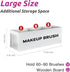 Suli Large Makeup Brush Holder Organizer, Wooden Cosmetic Brushes Storage with 3 Slots, Eyeliners Display Case for Vanity Desktop Bathroom Countertop -White by Suli