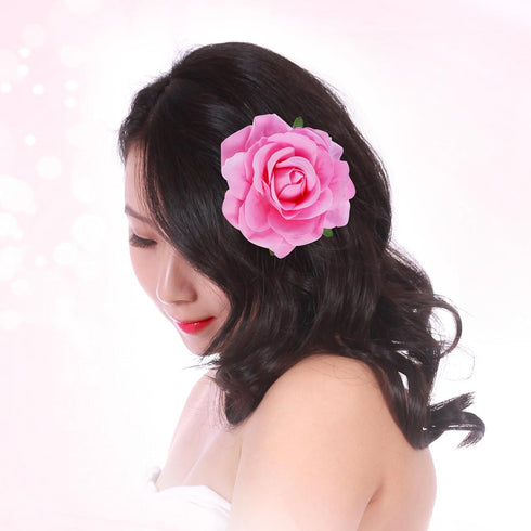 Rose Hair Clip Flower Hairpin, 4 Pcs Fabric Rose Brooch Floral Clips for Women Girls Wedding Party Mother's Day (2