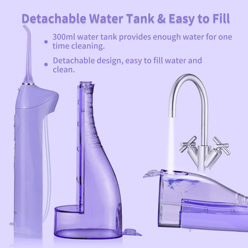 TOVENDOR Electric Water Flosser, Cordless Dental Oral Irrigator, 3 Modes, 3 Tips, 300ML, Waterproof