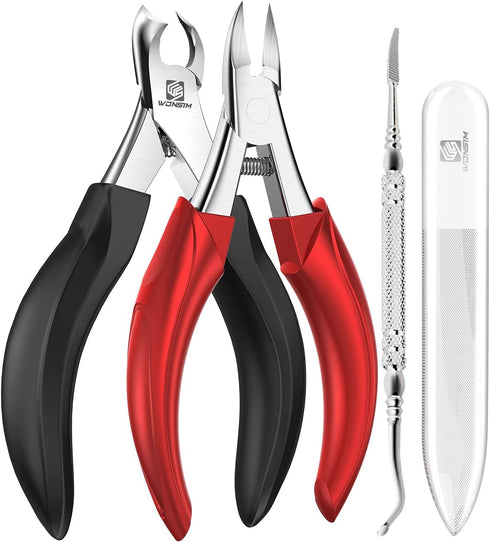 Toenail Clippers for Thick Nails – Podiatrist Nail Clippers with Surgical Stainless Steel Sharp Curved Blades