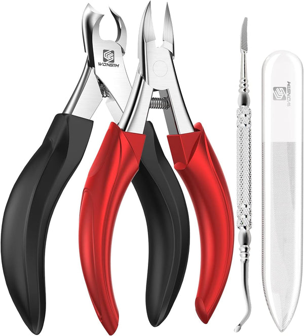 Toenail Clippers for Thick Nails – Podiatrist Nail Clippers with Surgical Stainless Steel Sharp Curved Blades