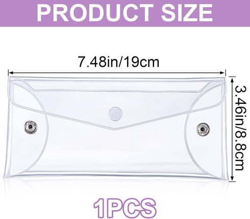 Transparent Makeup Bag, Medium Waterproof PVC Cosmetic Pouch, Clear Travel Organizer with Snap Closure