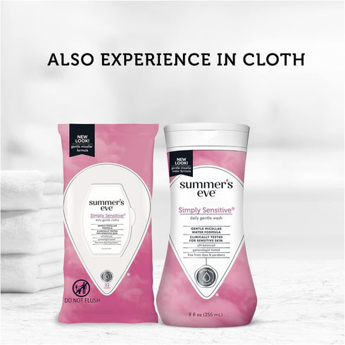 Summers 9 (Pack 8) Eve Simply Sensitive Feminine Cleansing Wash, Daily Gentle Intimate Wash, Removes Odor, pH Balanced