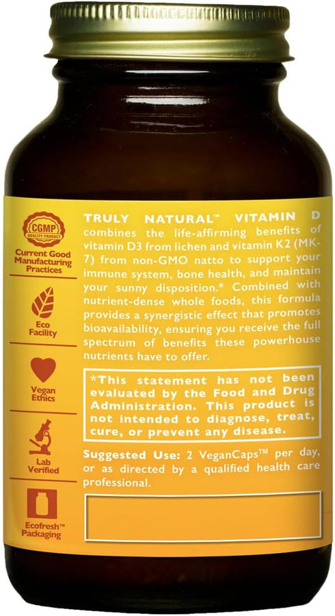 HealthForce SuperFoods Truly Natural Vitamin D - 60 Vegan Capsules