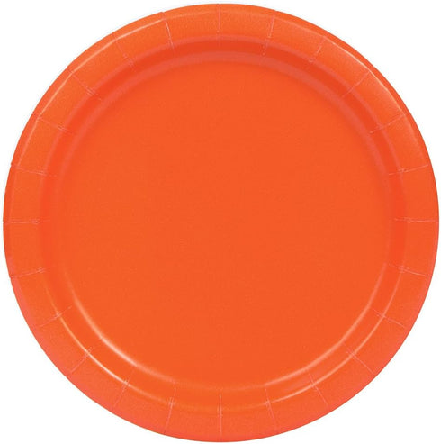 Pumpkin Orange Round Disposable Paper Dinner Plates - 16 Pieces, 9'' - Perfect for Parties, Weddings & Events