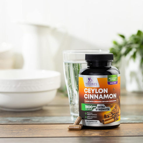 Pure Cinnamon Capsules, Certified Organic Ceylon Cinnamon, Non-GMO, Gluten-Free, 180 Capsules, Sugar Free, Sri Lanka