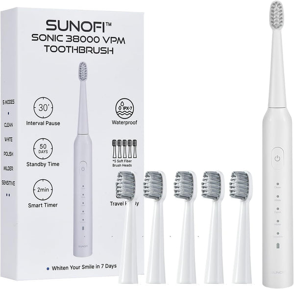 Sonic Electric Toothbrush Set for Adults, 5 Modes Rechargeable Toothbrush with 5