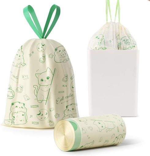 VOK Trash bags, 4 Gallon Trash Bags Drawstring, Colorful & Portable Small Trash
