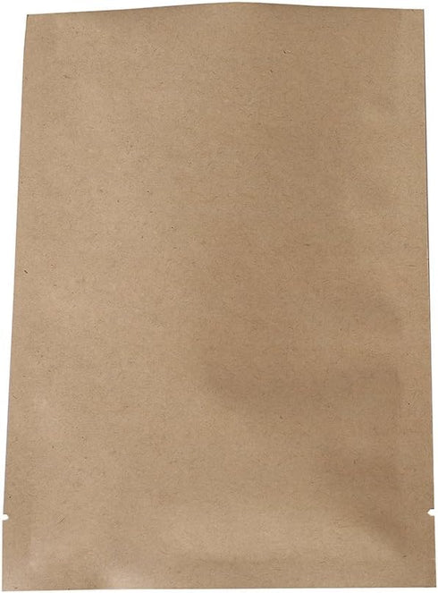 QQ Studio Open Top Kraft Mylar Heat Sealable Bags, 100 Bags, Brown Open Top, 2.4" x 3.4" (6cm x 8.8cm)