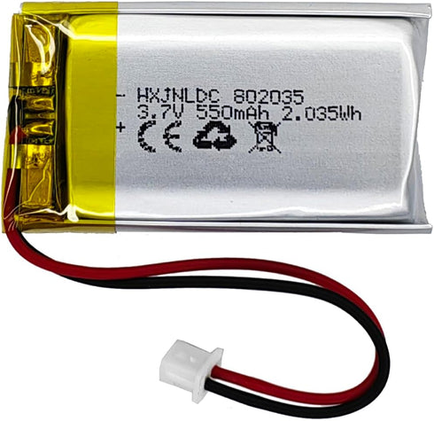 HXJNLDC DC 3.7V 550mAh 802035 Rechargeable Lithium Polymer Battery, Suitable for DIY 3.7-5V