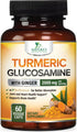 Nature's Tumeric Turmeric Curcumin Supplement with BioPerine, Ginger & Glucosamine, 2000mg, 60 Vegan Capsules