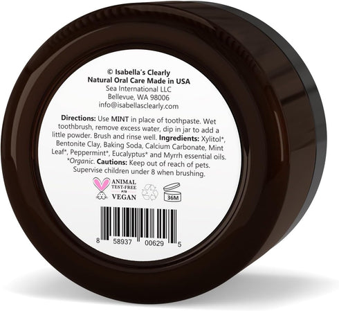 Isabellas Clearly Mint Remineralizing Tooth Powder | Teeth Whitening Natural Fluoride Free Toothpaste for Adults, Kids