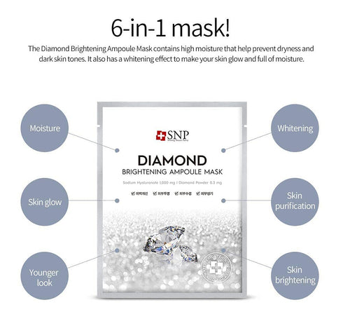 SNP 12 Pcs Variety Ampoule Mask Set - Bird's Nest, Gold Mask with Collagen, Diamond Best Gift for Korean Skincare
