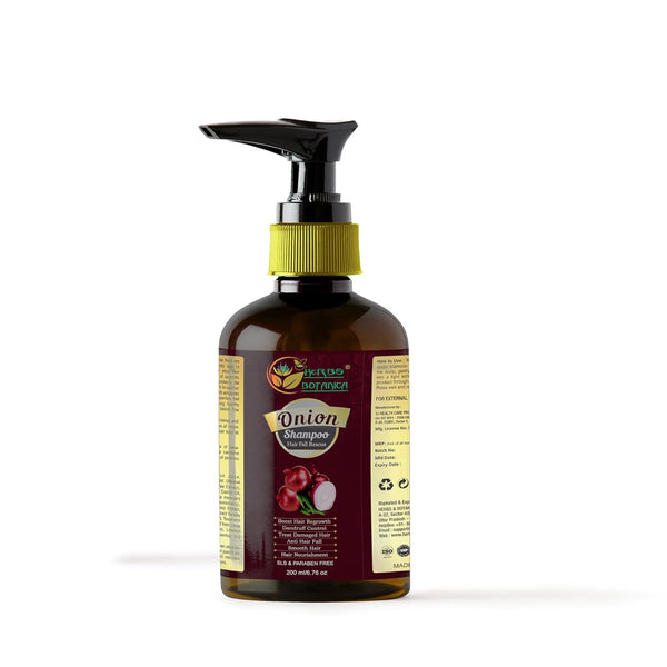 Onion Shampoo for Hair Growth by Herbs Botanica – 6.76 fl oz – Caffeine, Curry Leaf & Indian Alkanet Root – Controls