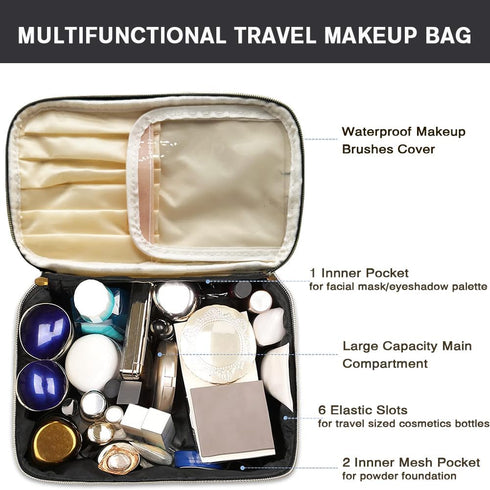 FITINI Travel Sunflower Makeup Bag, Large Capacity Waterproof Toiletry Organizer Bag for Women