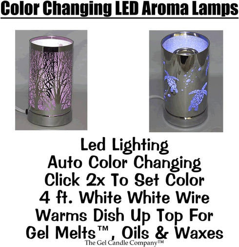 The Gel Candle Company Natural Forest Tree Scene Design Multi Color Changing Warmer Lamp with Dish for Fragrance Oils