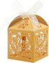 COTOPHER Laser Cut Boxes, 100pcs Thank You Gift Boxes for Wedding Party Favor, Gold (2x2x2.75inch)