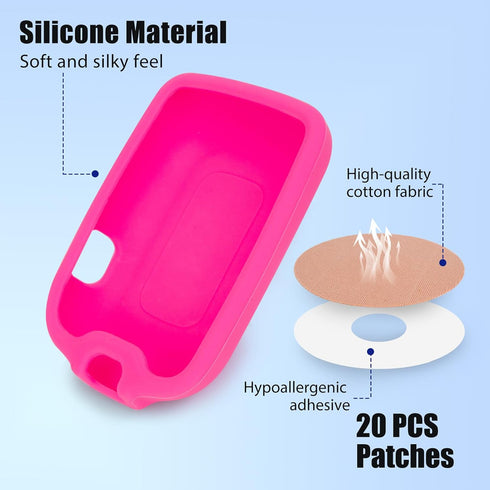 YOUSHARES Libre 2 Reader Silicone Case with 20 Packs Libre 2 Sensor Covers Waterproof, Anti-Drop Scratches Protective Case for Adhesive Patches Sensor (Pink)
