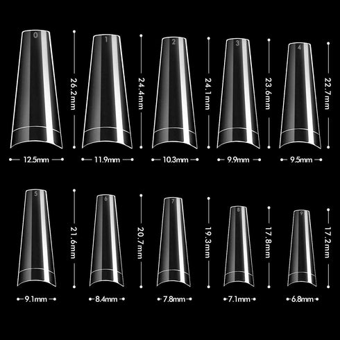 INFELING Clear Coffin Nail Tips - 500pcs Half Cover Ballerina French Nail Tips with Box for Acrylic Nails