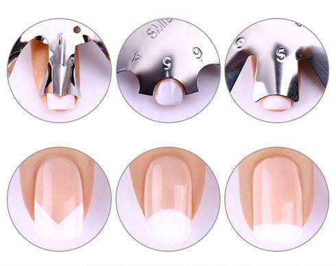 WOKOTO 3pcs C-Shape Manicure Edge Trimmer Tool, Easy French Smile Line Gel Cutter, Stainless Steel (3 Patterns)