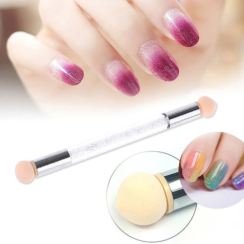 WOKOTO 3 Pcs Nail Ombre Brushes Set with 8 Additional Nail Sponges for Acrylic Application Gradient Gel