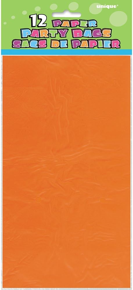 Vibrant Orange Paper Party Bags, Pack of 12, Premium Quality