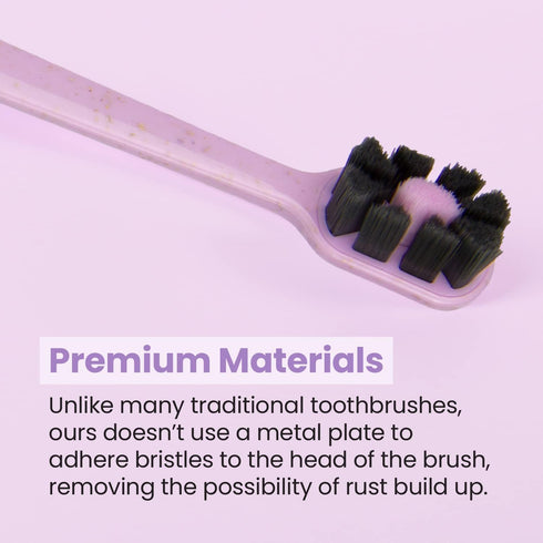 Lindo EcoCare Polishing Toothbrush - Charcoal Infused Bristles & Biodegradable Handle, Pack of 4