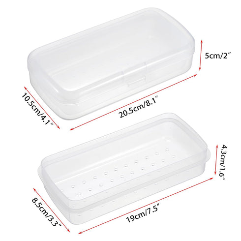 JUXYES Plastic Sterilizing Tray for Nail Art Tools, Portable Sterilizer with Strainer, Clear Storage Box Organizer