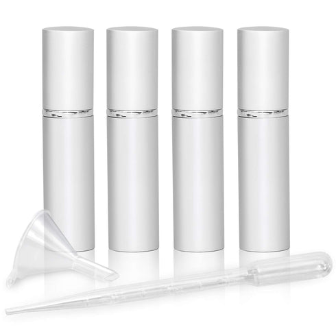 L'AUTRE PEAU Refillable Perfume & Cologne Fine Mist Atomizers, Portable Travel Size - 4 Pc Pack of 5ml (Silver)