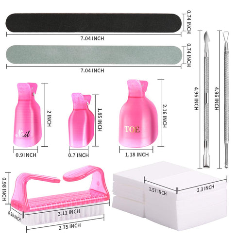 Teenitor Nail Polish Gel Remover Tool Kit with Soak Off Clips, Cuticle Pusher, Peeler, Scraper, and Nail Brush