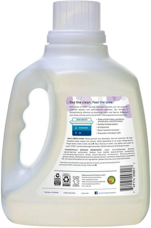 Earth Friendly Products Ecos Laundry, Lavender, 100 Count