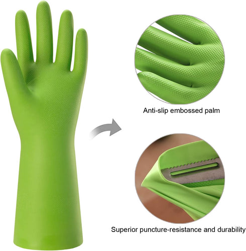 Bamllum 3 Pairs Rubber Cleaning Gloves for Household, Reusable Dishwashing Gloves, Waterproof (Medium)